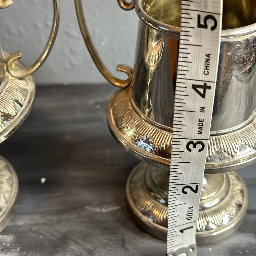 Antique ornate footed sugar and creamer set silver and gold plated Swedish 1940